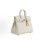 HERMES Birkin 25 Gold Buckle Women\'s 10 Craie Milkshake White